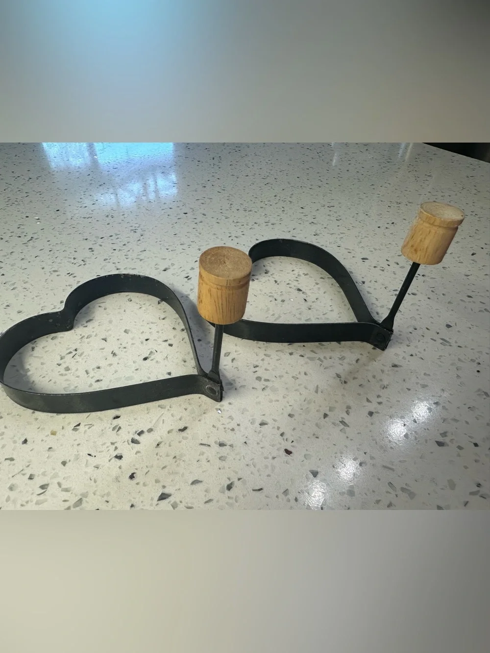 Heart Pancake/Egg Shaper Set with Natural Wood Handles